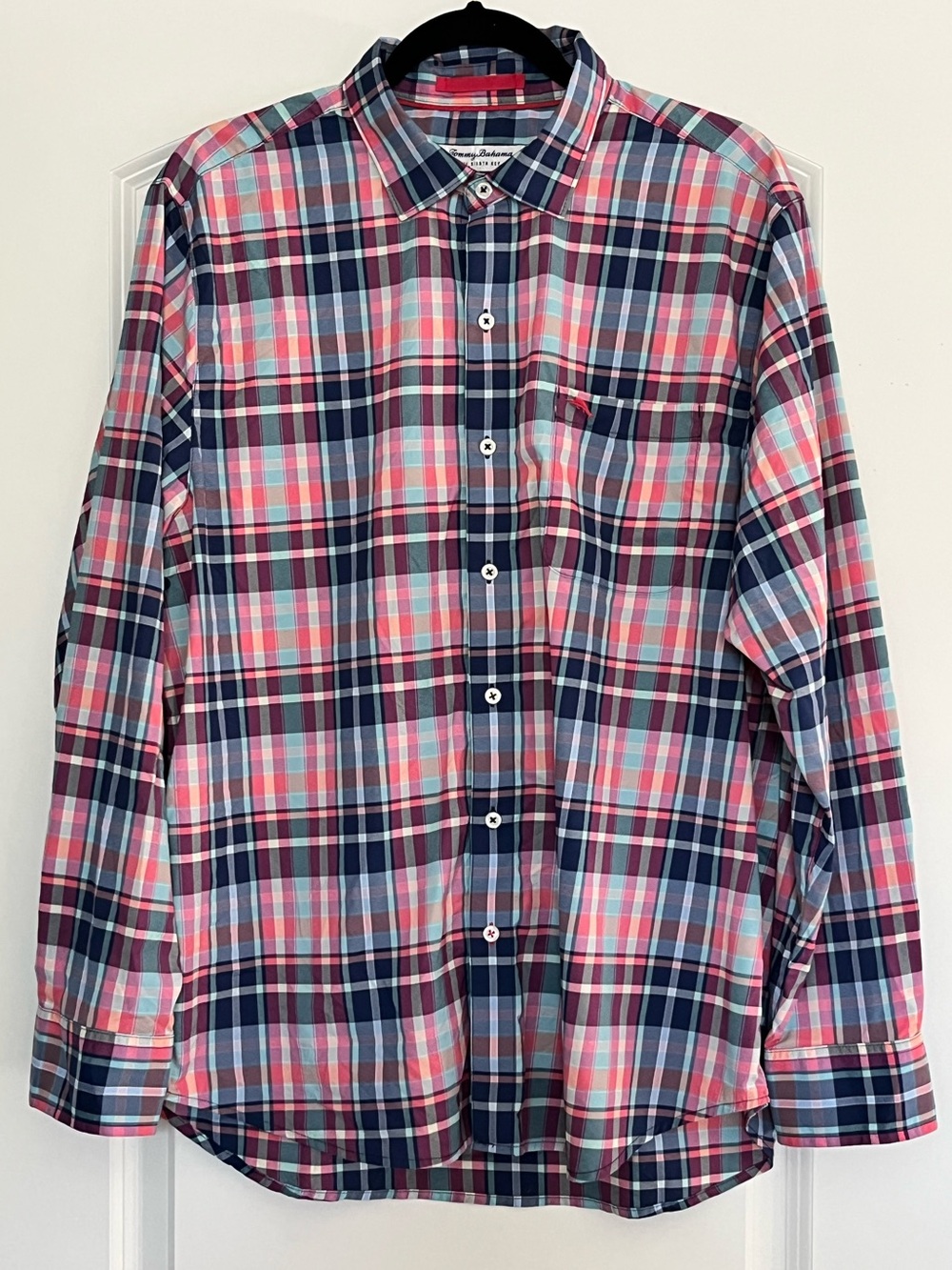 Tommy Bahama Men’s The Siesta Key Shirt Nylon Madras Plaid Moisture Wicking Sz L
